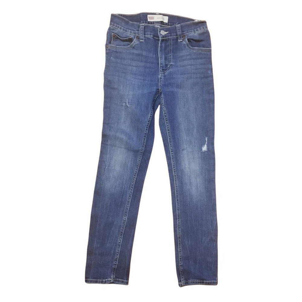 LEVI'S Boys Distressed Size 14 Regular Dark‎ Wash Skinny Jeans 27/27
